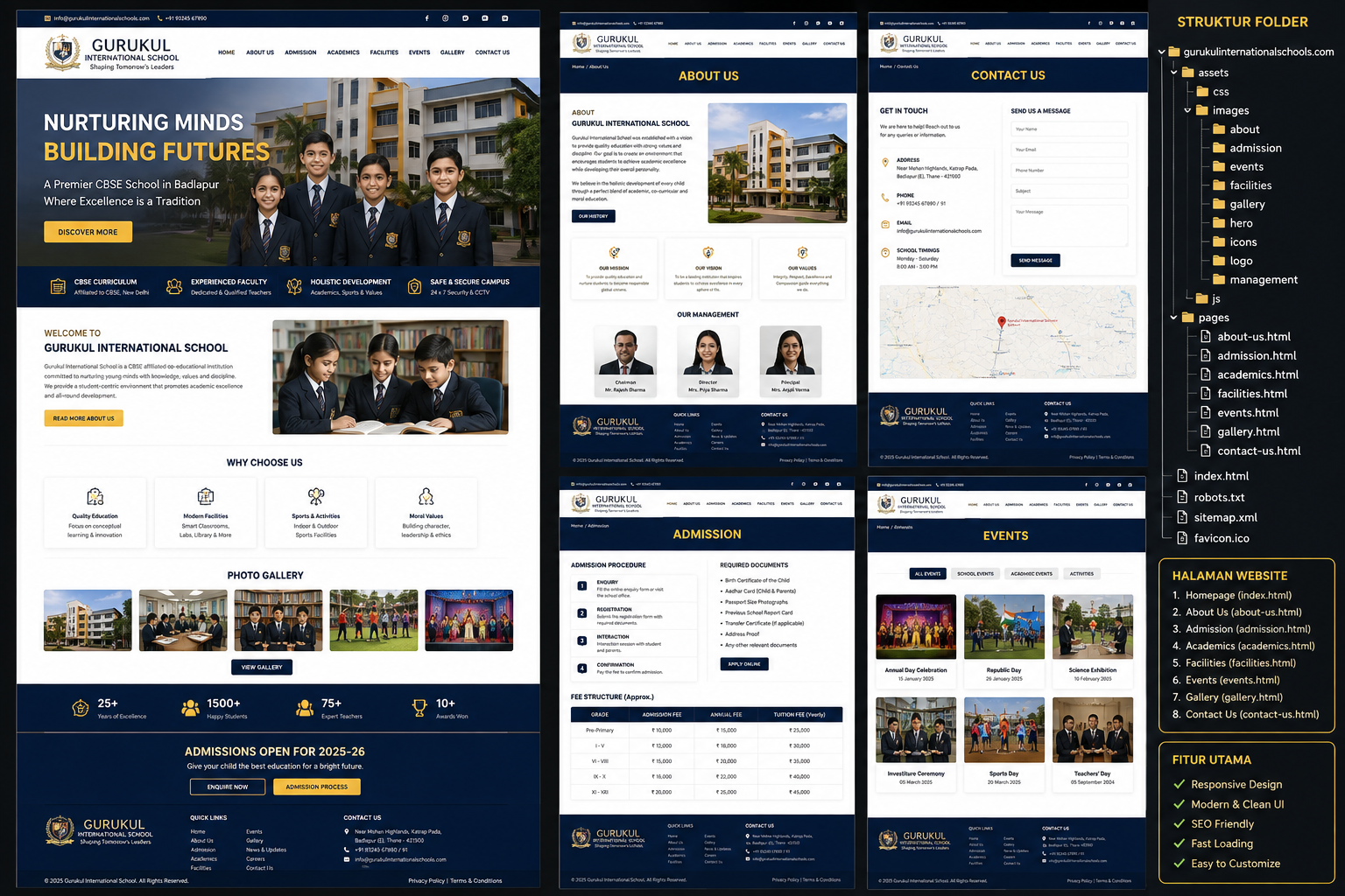 Gurukul International School website and campus concept